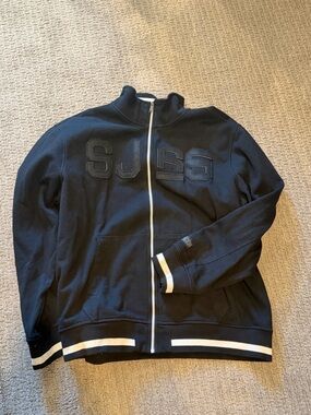 Sean John Black Lightweight Full-Zip Jacket with White Trim
